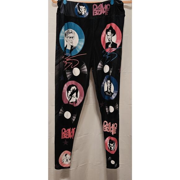 David Bowie Leggings with Vinyl Record Graphics Women's Size 12-18 - Picture 1 of 9